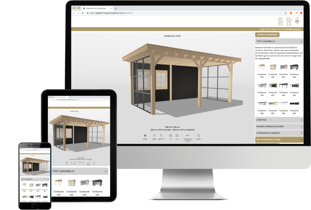 sample custom metal building configurator desktop, tablet and mobile view